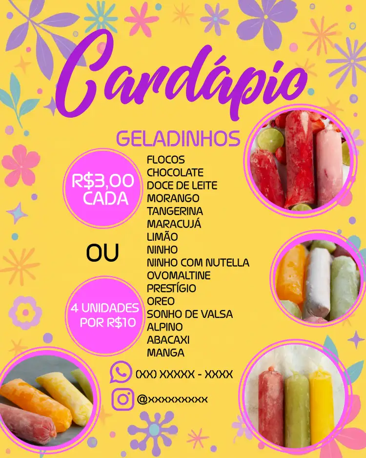 Arte Cardápio Geladinho Goumet Flyer