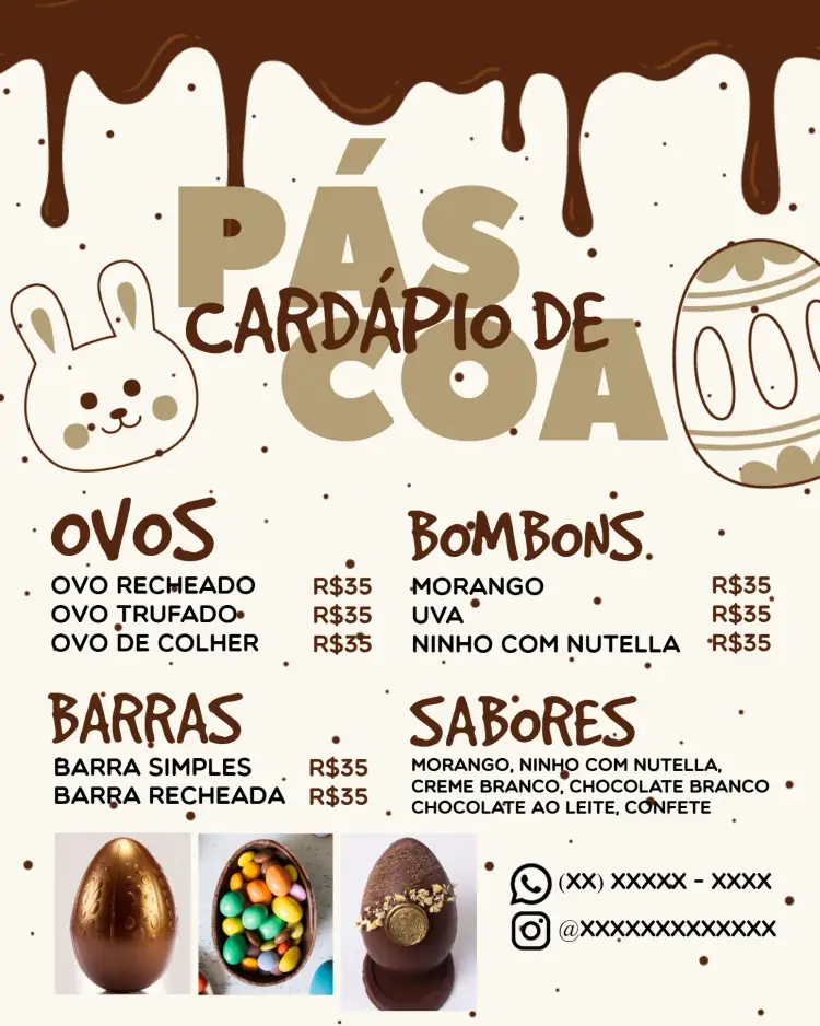 Convite Arte Cardápio Páscoa Foto Pote – tema Datas Comemorativas vibrante, divertido, colorido, moderno, festivo, doce