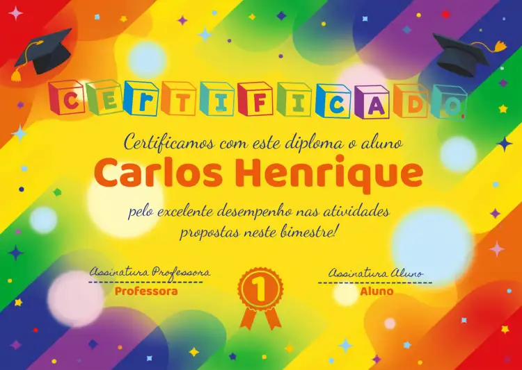 Convite Arte Para Certificado Escolar Infantil – tema Formatura colorido, lúdico, infantil, divertido, moderno