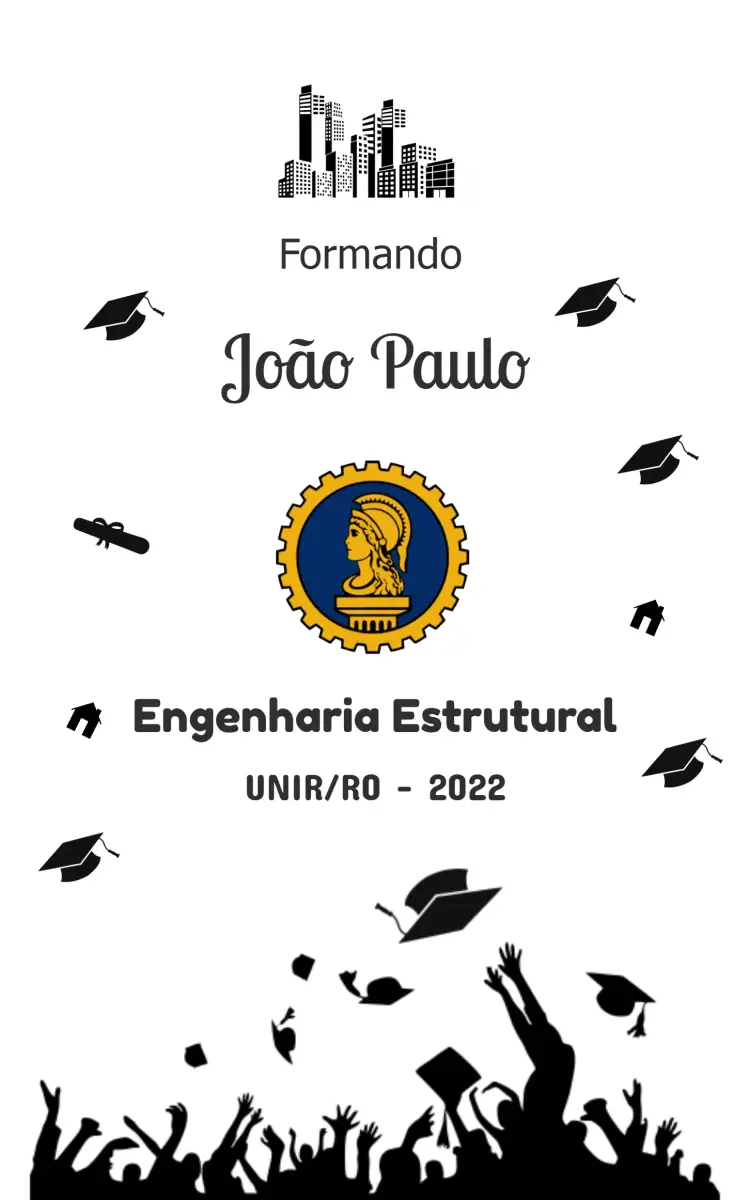 Convite Arte Para Copo Formatura Engenharia Civil Branco – tema Formatura moderno, elegante, branco e preto, minimalista, acadêmico, festivo