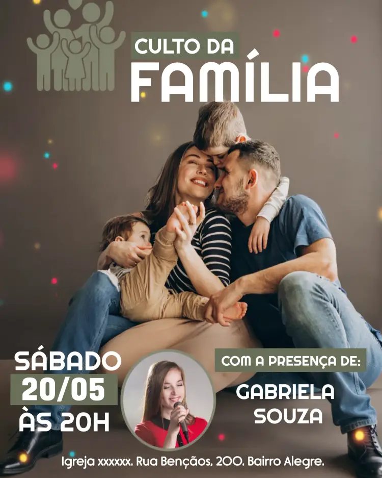 Convite Arte Para Culto Da Família Igreja Com Foto Familia