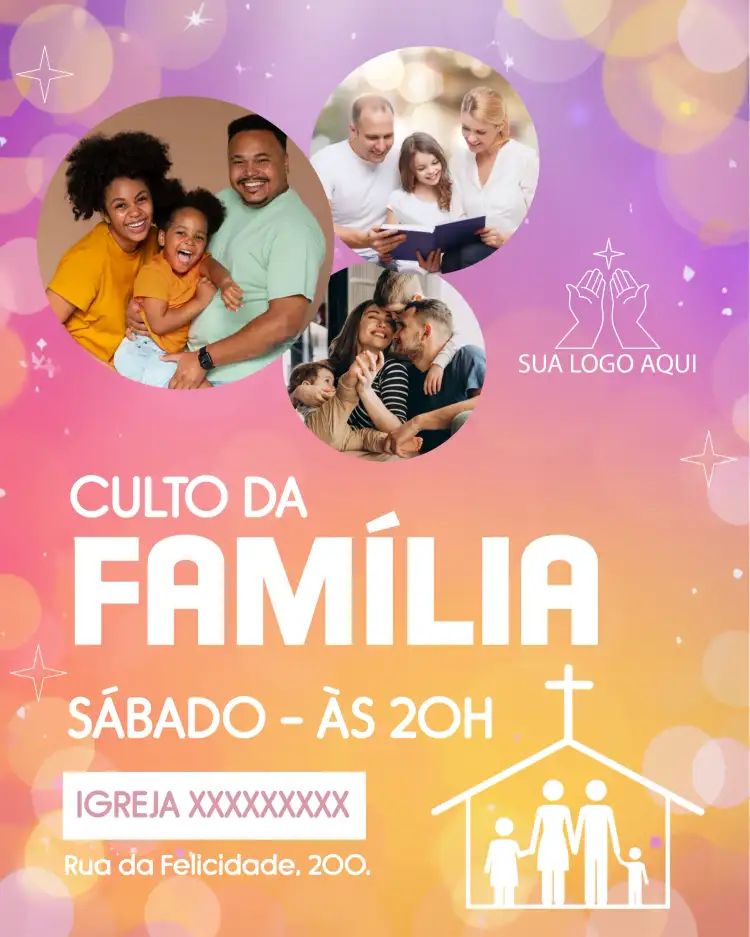 Arte Para Culto Da Família Igreja Com Foto Flyer