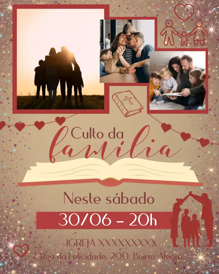 Arte Para Culto Da Família Igreja Com Foto Flyer