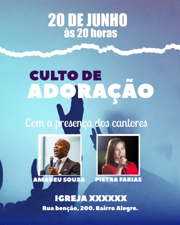 Convite Arte Para Culto De Adoração Igreja Com Foto – tema Batizado moderno, minimalista, sereno, espiritual, colorido, elegante