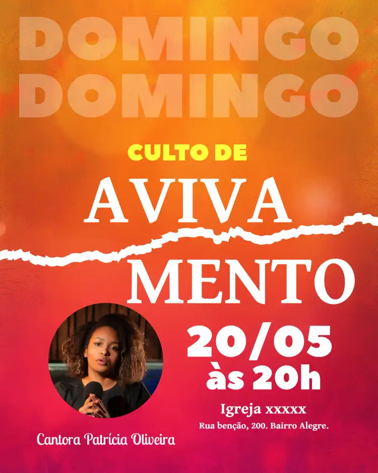 Arte Para Culto De Avivamento Igreja Com Foto Panfleto