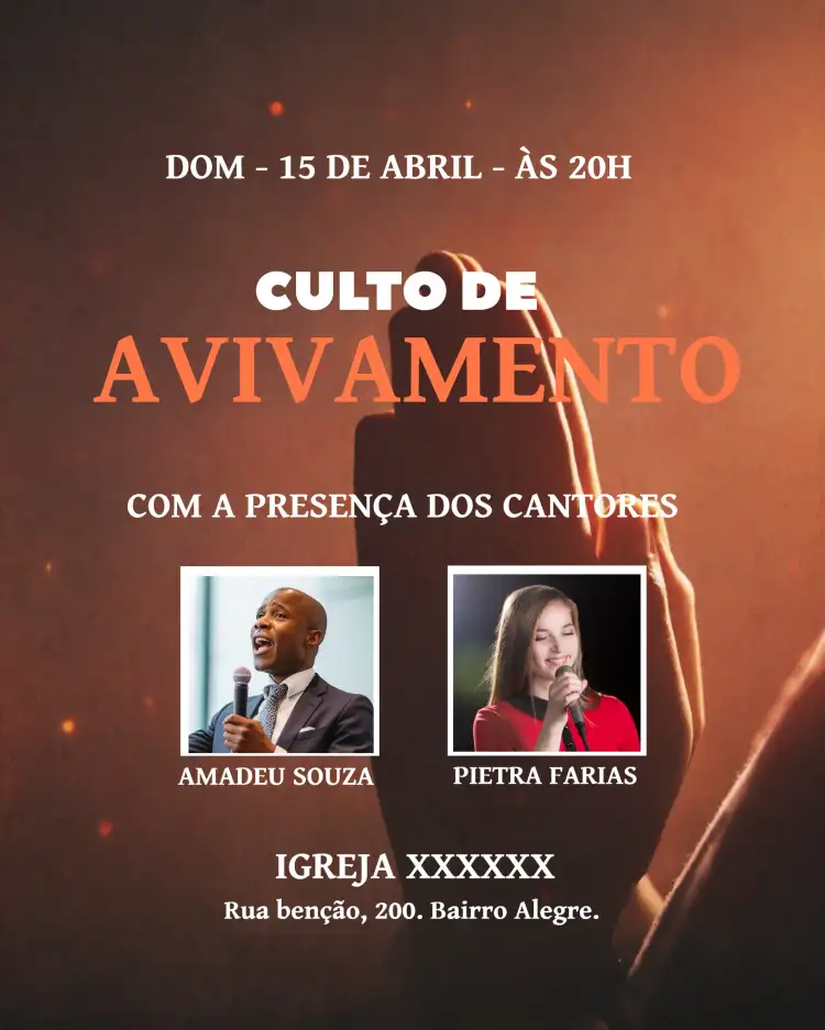 Arte Para Culto De Avivamento Igreja Com Fotos Panfleto