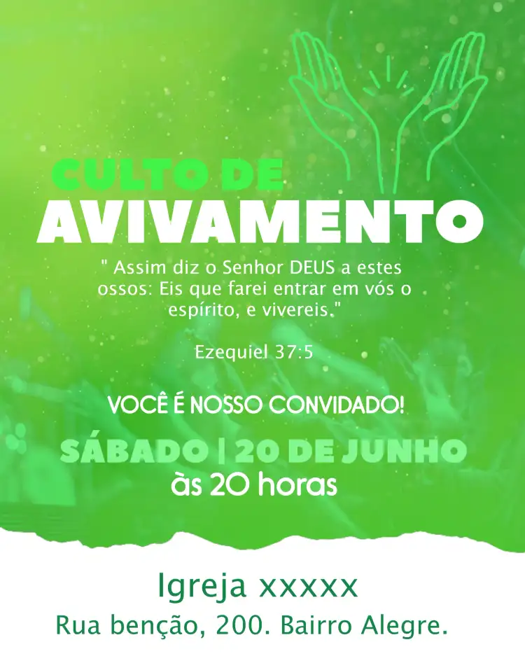 Arte Para Culto De Avivamento Igreja Gospel