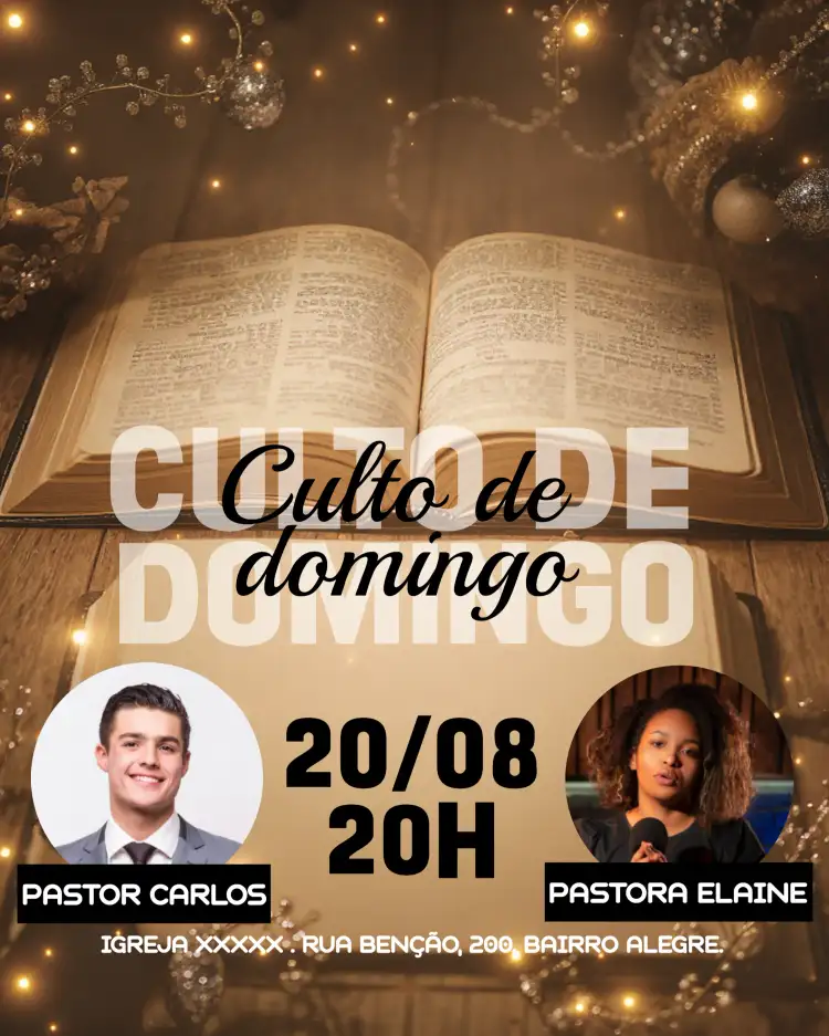 Arte Para Culto De Domingo Igreja Com Foto Flyer
