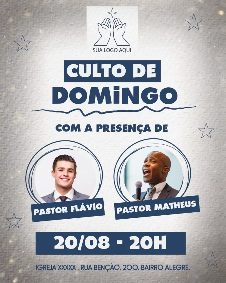 Convite Arte Para Culto De Domingo Igreja Com Foto Gospel