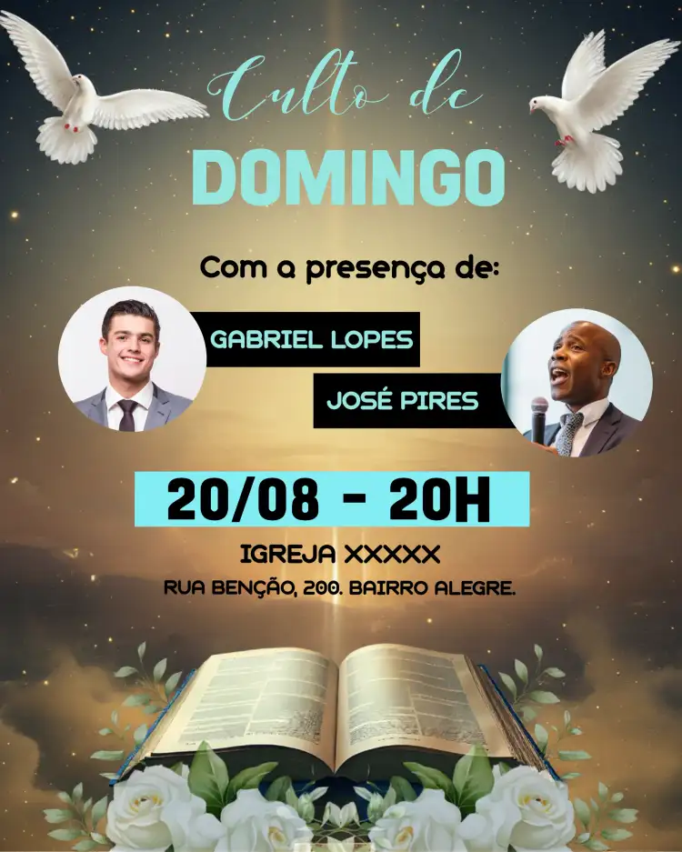 Arte Para Culto De Domingo Igreja Com Foto Post