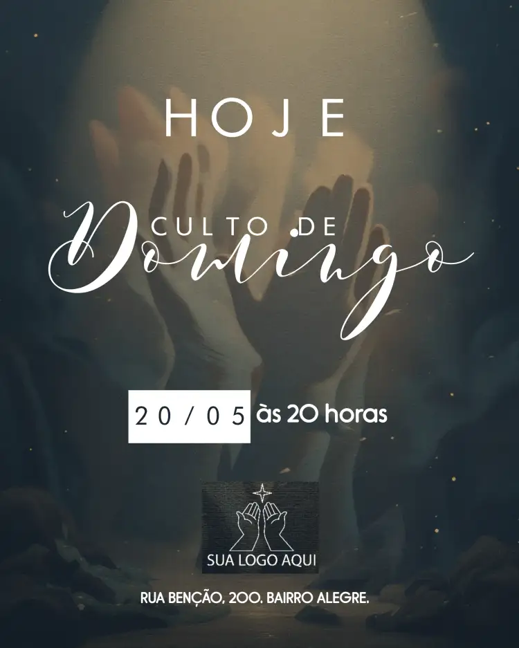 Convite Arte Para Culto De Domingo Igreja Gospel – tema Batizado gospel, religioso, moderno, colorido, minimalista, elegante