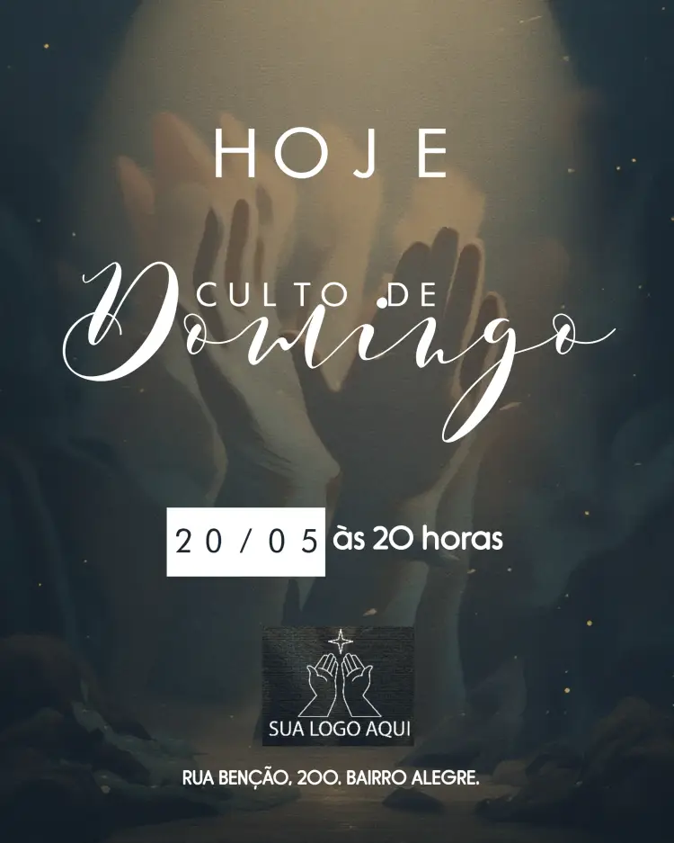 Convite Arte Para Culto De Domingo Igreja Gospel