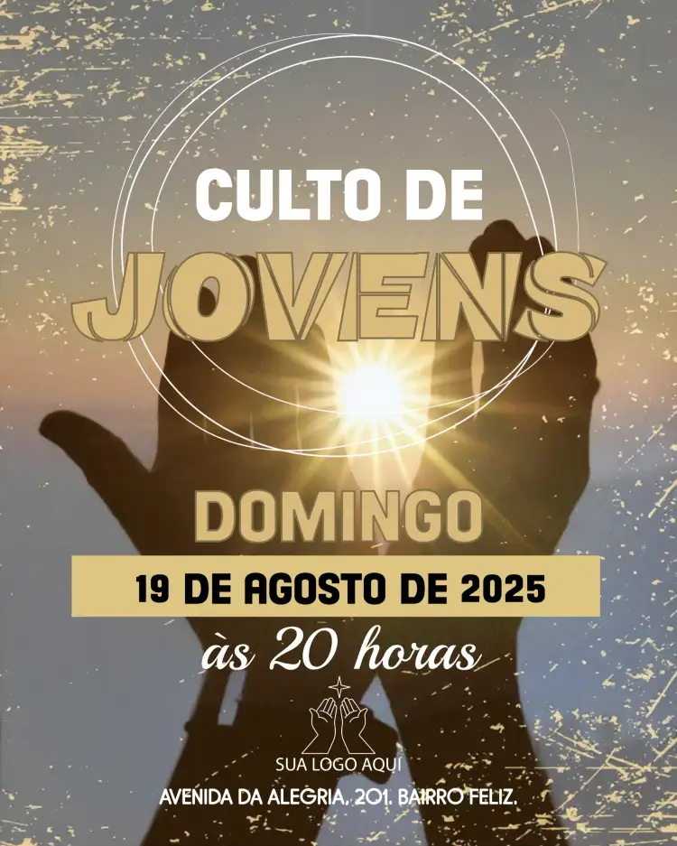 Convite Arte Para Culto De Jovens Igreja Foto – tema Batizado moderno, vibrante, espiritual, jovem, colorido