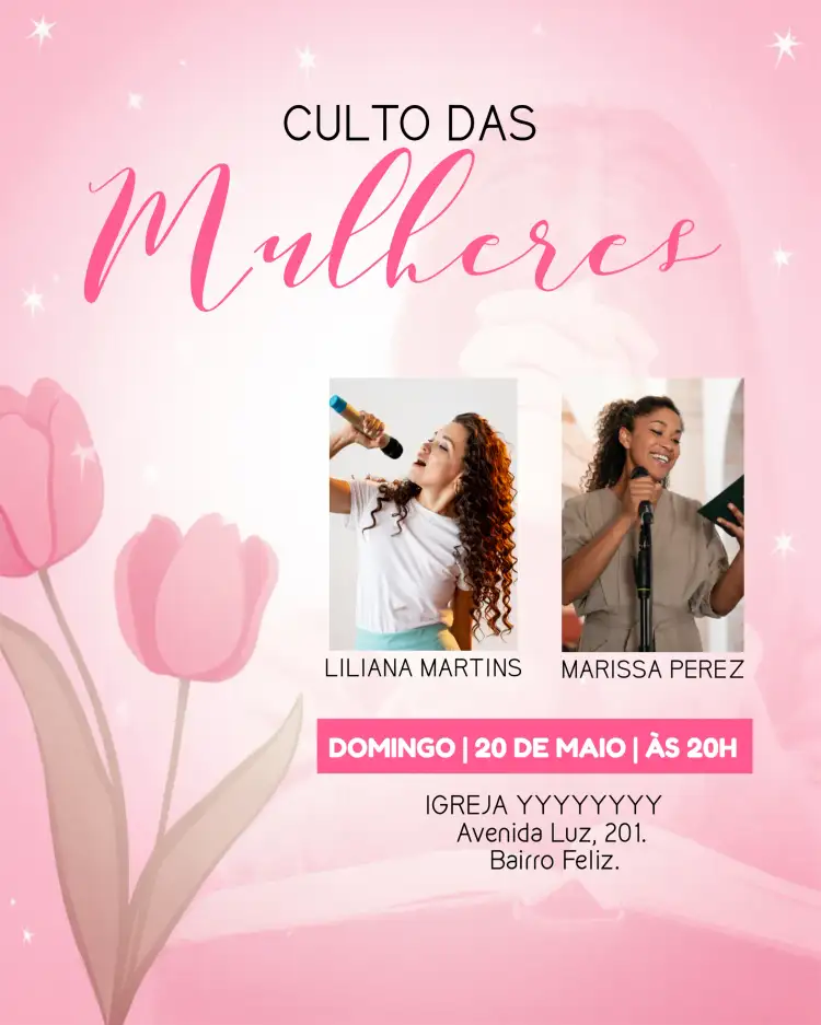 Arte Para Culto De Mulheres Igreja Com Foto Panfleto