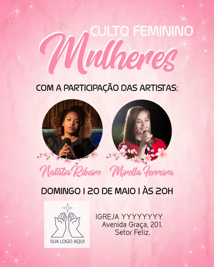 Arte Para Culto De Mulheres Igreja Com Fotos Panfleto