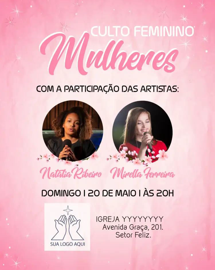 Convite Arte Para Culto De Mulheres Igreja Com Fotos Panfleto