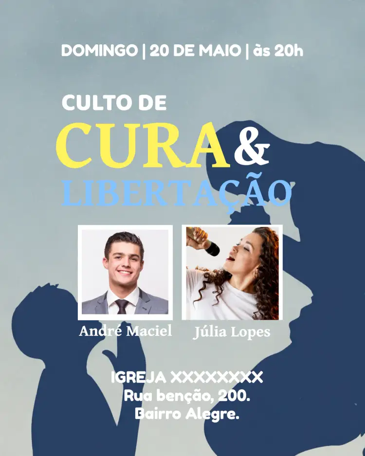Convite Arte Para Culto Igreja Com Foto – tema Batizado floral, delicado, moderno, gospel, minimalista