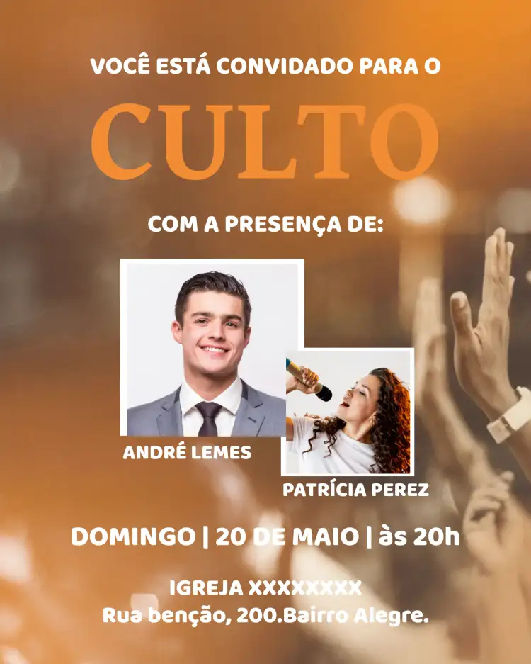 Arte Para Culto Igreja Com Foto Pastor