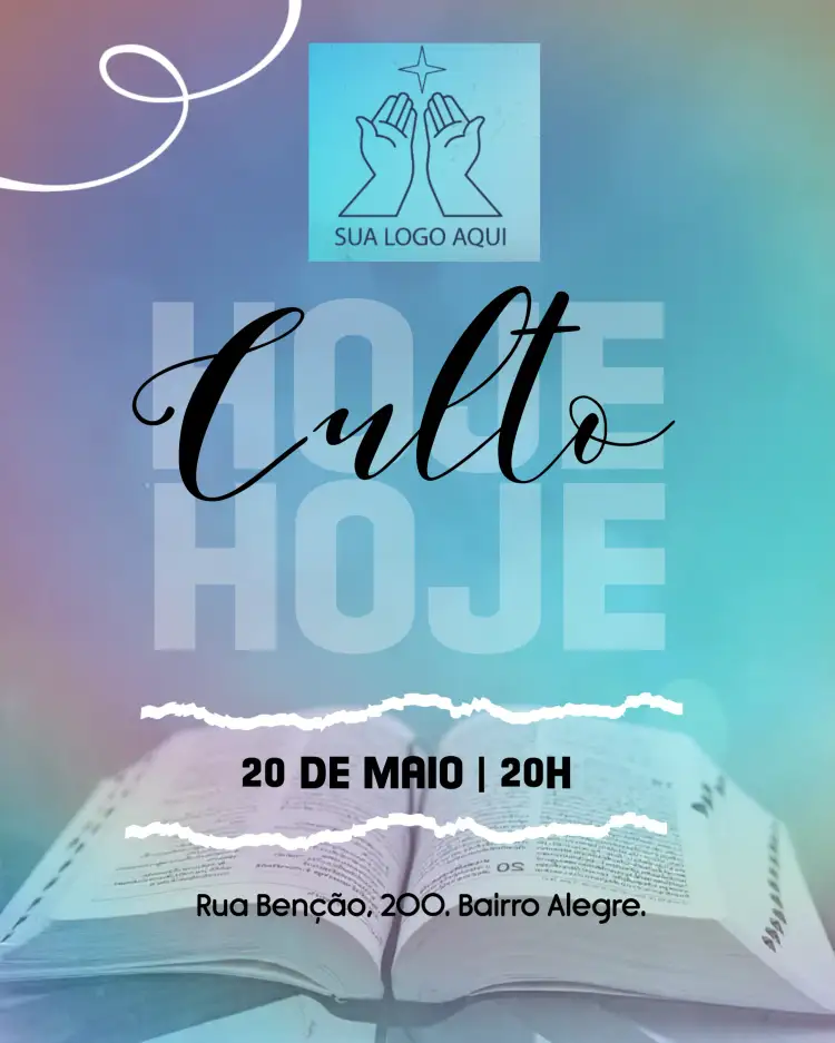 Convite Arte Para Culto Igreja – tema Batizado minimalista, moderno, gospel, suave, elegante, espiritual