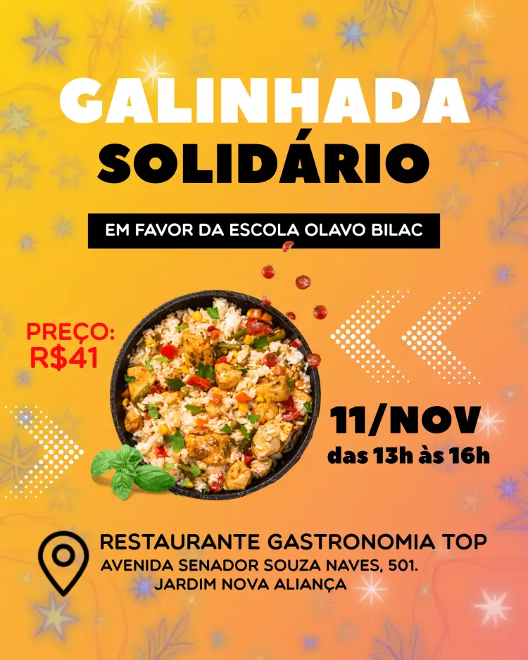 Convite Arte Para Galinhada Beneficente Carreteiro – tema Mais pesquisados rustico, colorido, alegre, vintage, tropical, festivo