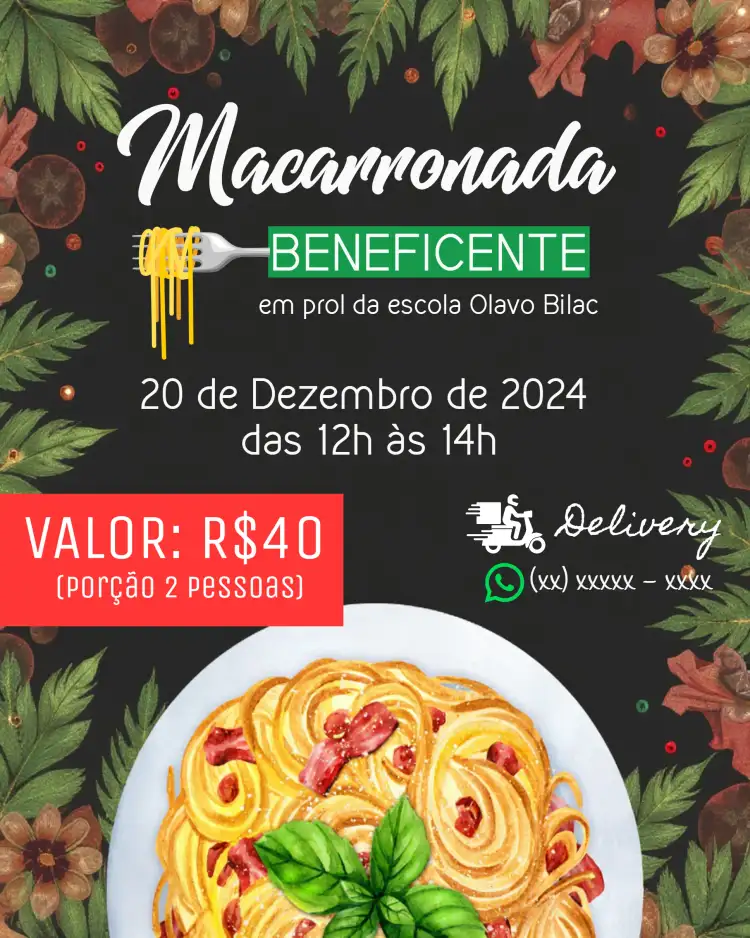 Arte Para Macarronada Beneficente Ação