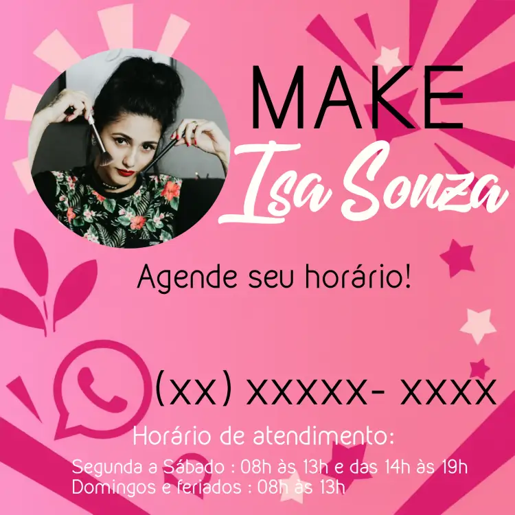 Convite Arte Para Maquiadora Com Foto Rosa – tema Mais pesquisados rosa, branco, moderno, elegante, minimalista