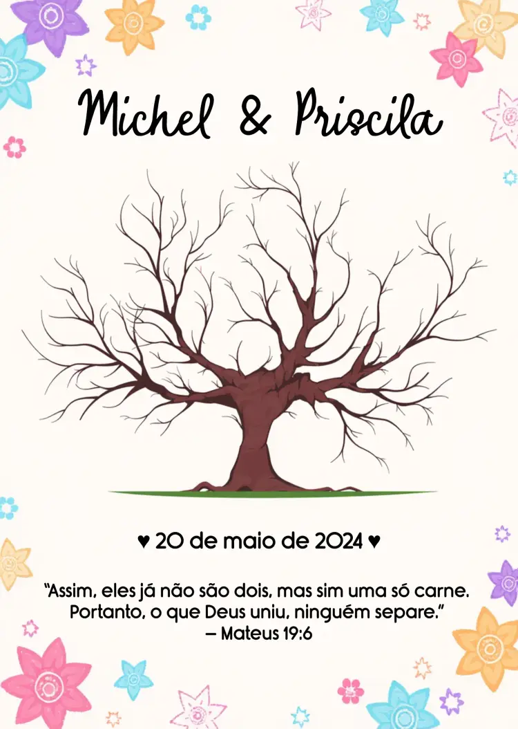 Convite Árvore De Digitais Casamento Branco