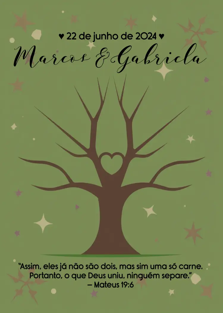 Convite Árvore De Digitais Casamento Marrom – tema Casamento rústico, minimalista, elegante, quadro, boho, natural