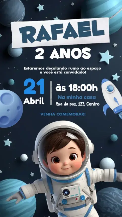 Convite Astronauta espaço sideral