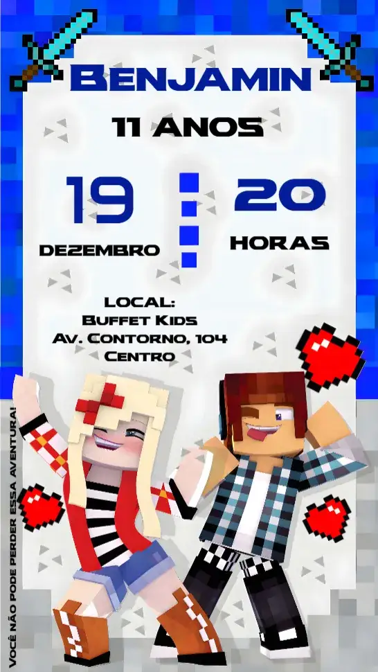 Convite Authentic Games – tema Aniversário colorido, moderno, divertido, jovem, inspirado em jogos