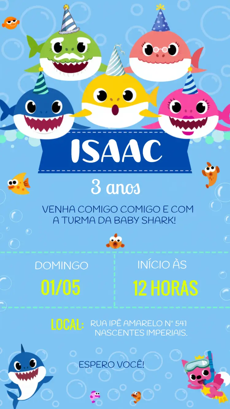 Convite Baby Shark Infantil