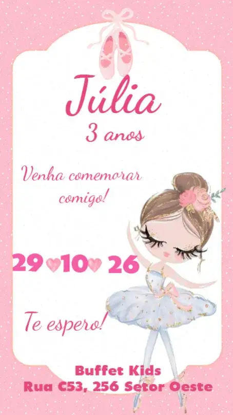 Invitation Watercolor Ballerina – Kids' Birthday Party theme watercolor, delicate, playful, soft colors, ballerina, childlike