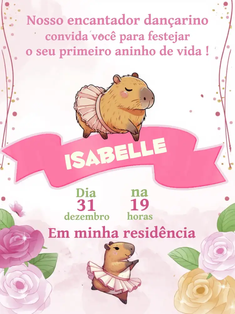 Bailarina Capivara Rosa