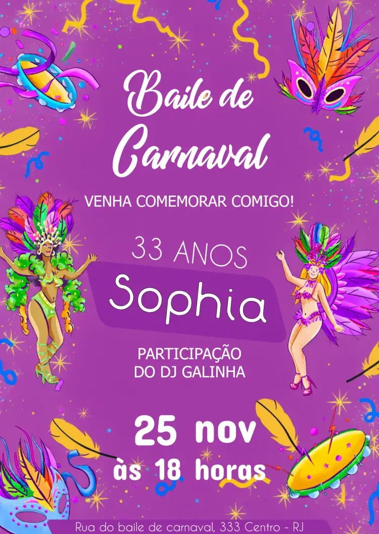 Convite Baile De Carnaval Confeti
