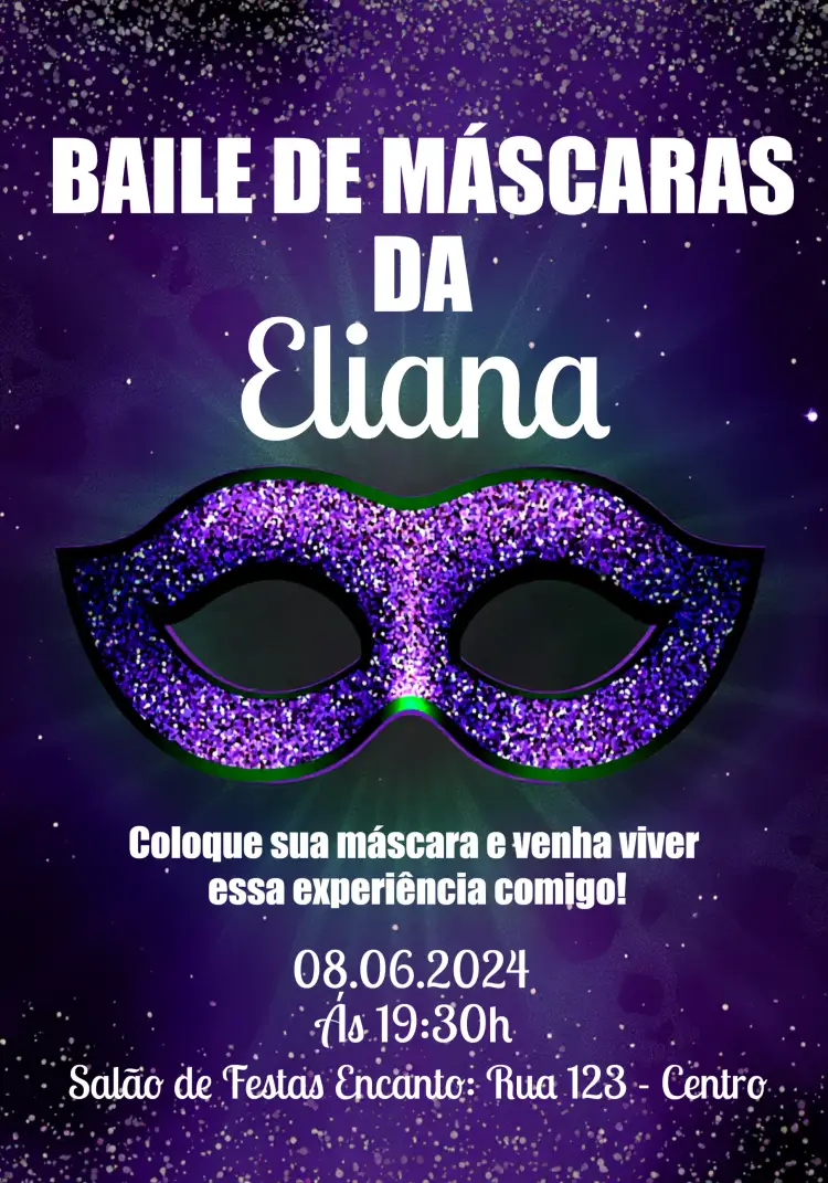Convite Baile De Máscaras Comemoração