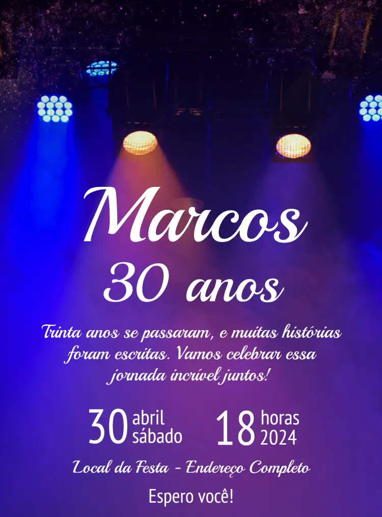 Convite Balada Bebida – tema Aniversário moderno, vibrante, noturno, minimalista, colorido, sophisticated
