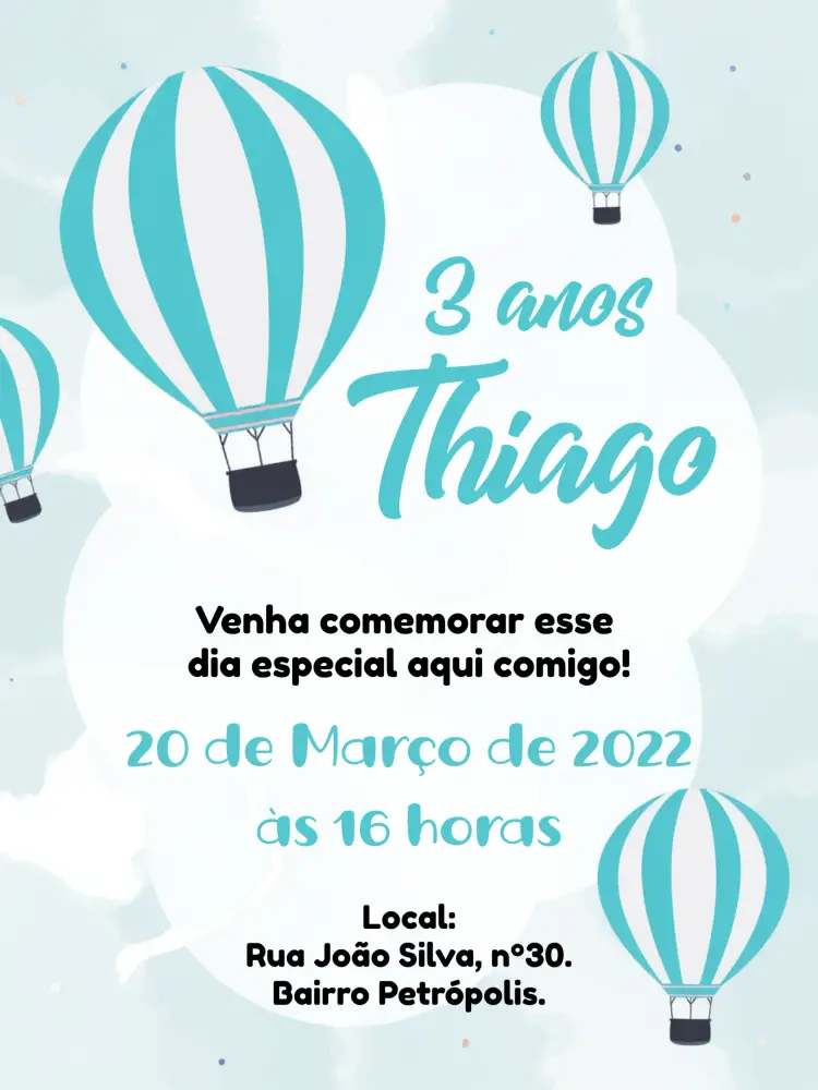 Convite Balão Nuvem