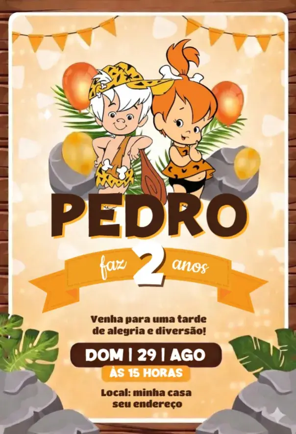 Convite Bambam e Pedrita