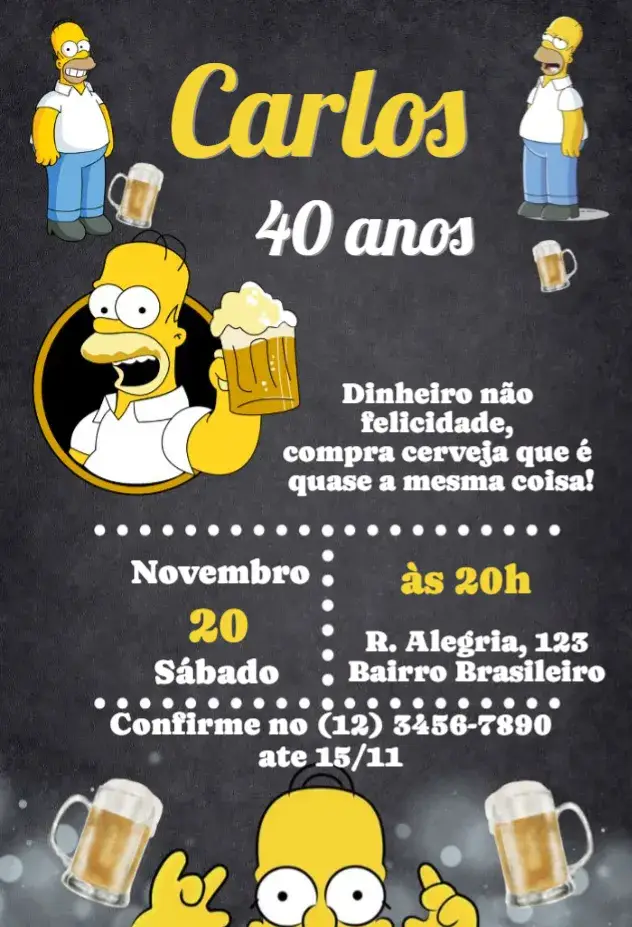 Convite Bar do Homer