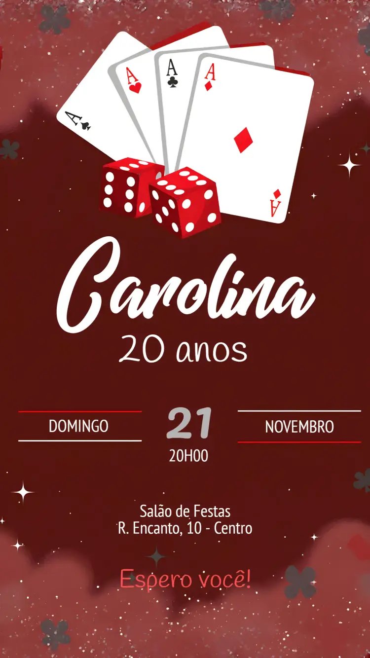 Convite Baralho Poker Paus