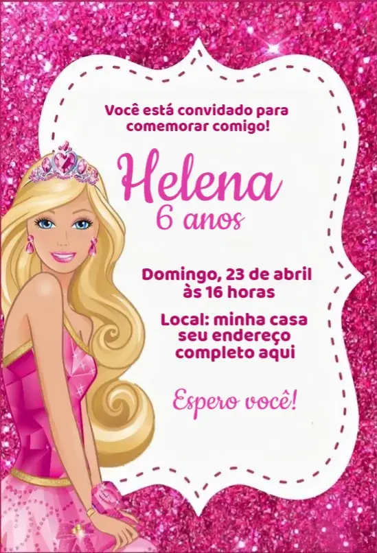 Invite Barbie editable and customizable