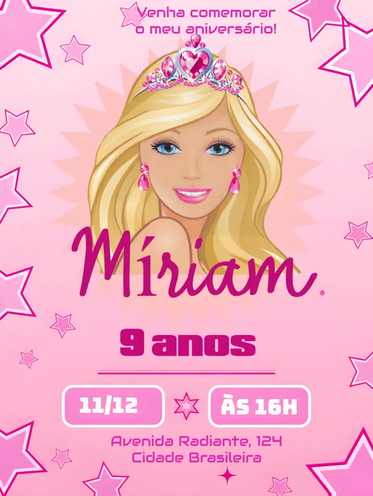 Convite Barbie Branco
