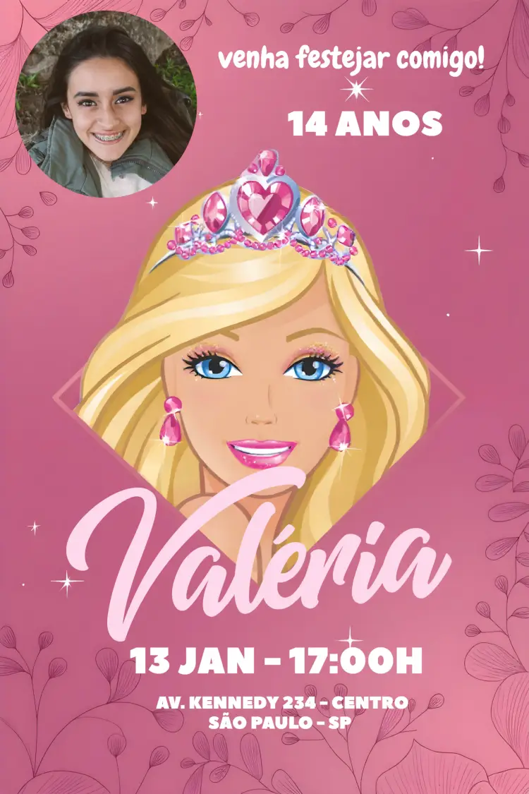 Convite Barbie Com Foto Toys