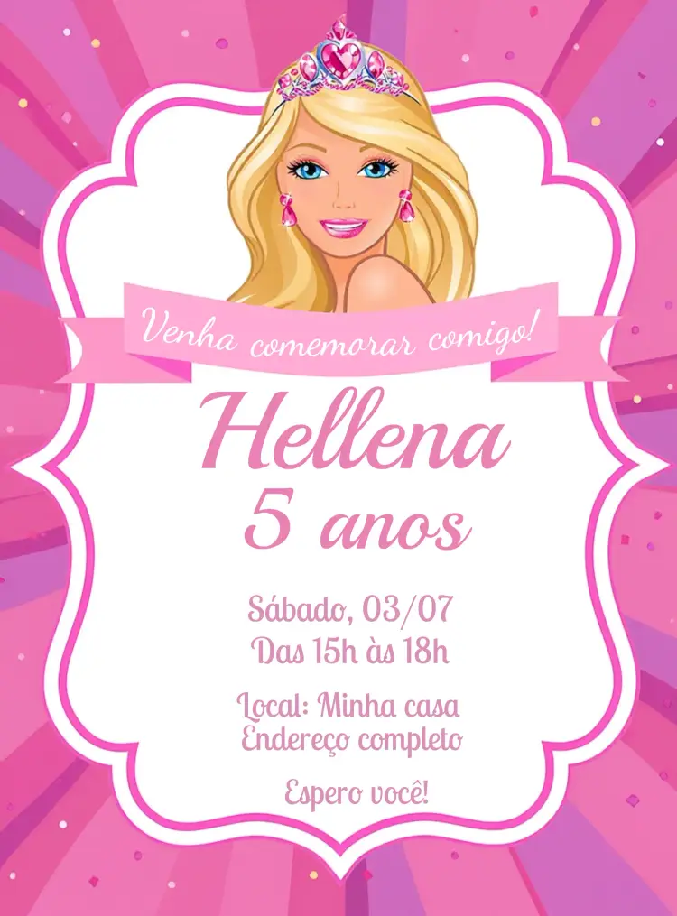 Convite Barbie Editar