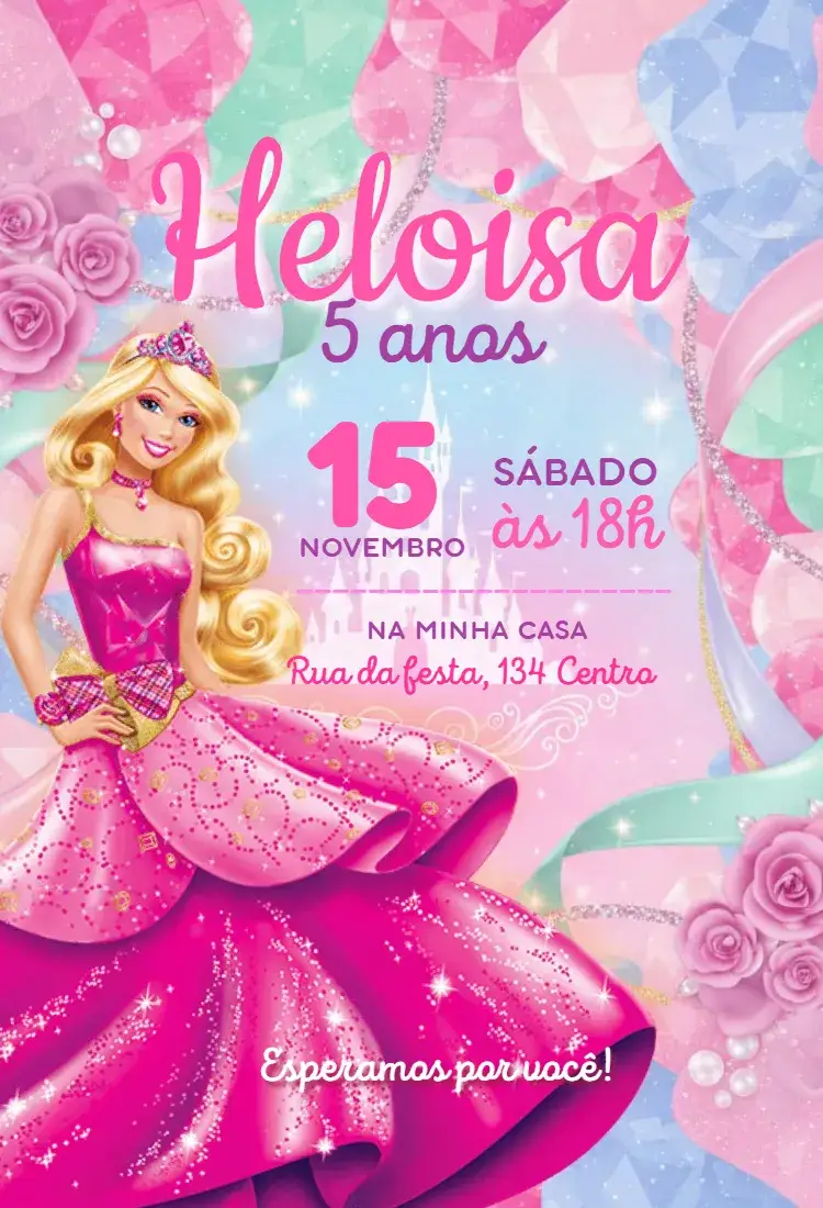 Convite barbie Princesa
