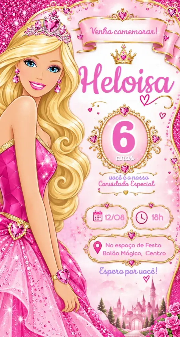 Convite Barbie Princesa