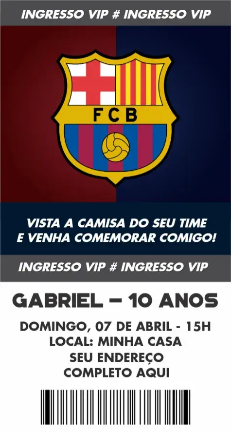 Convite Barcelona ingresso