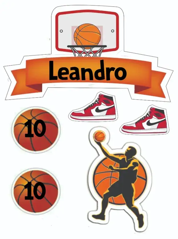 Convite Basquete – tema Topo de bolo esportivo, moderno, colorido, dinâmico, jovem, divertido