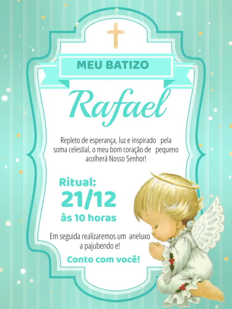 Convite Batismo Anjinho Azul Anjo