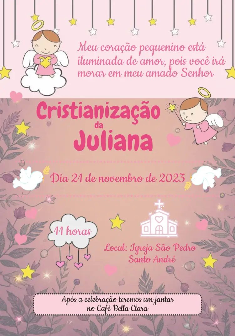 Convite Batizado Anjinha Amarelo